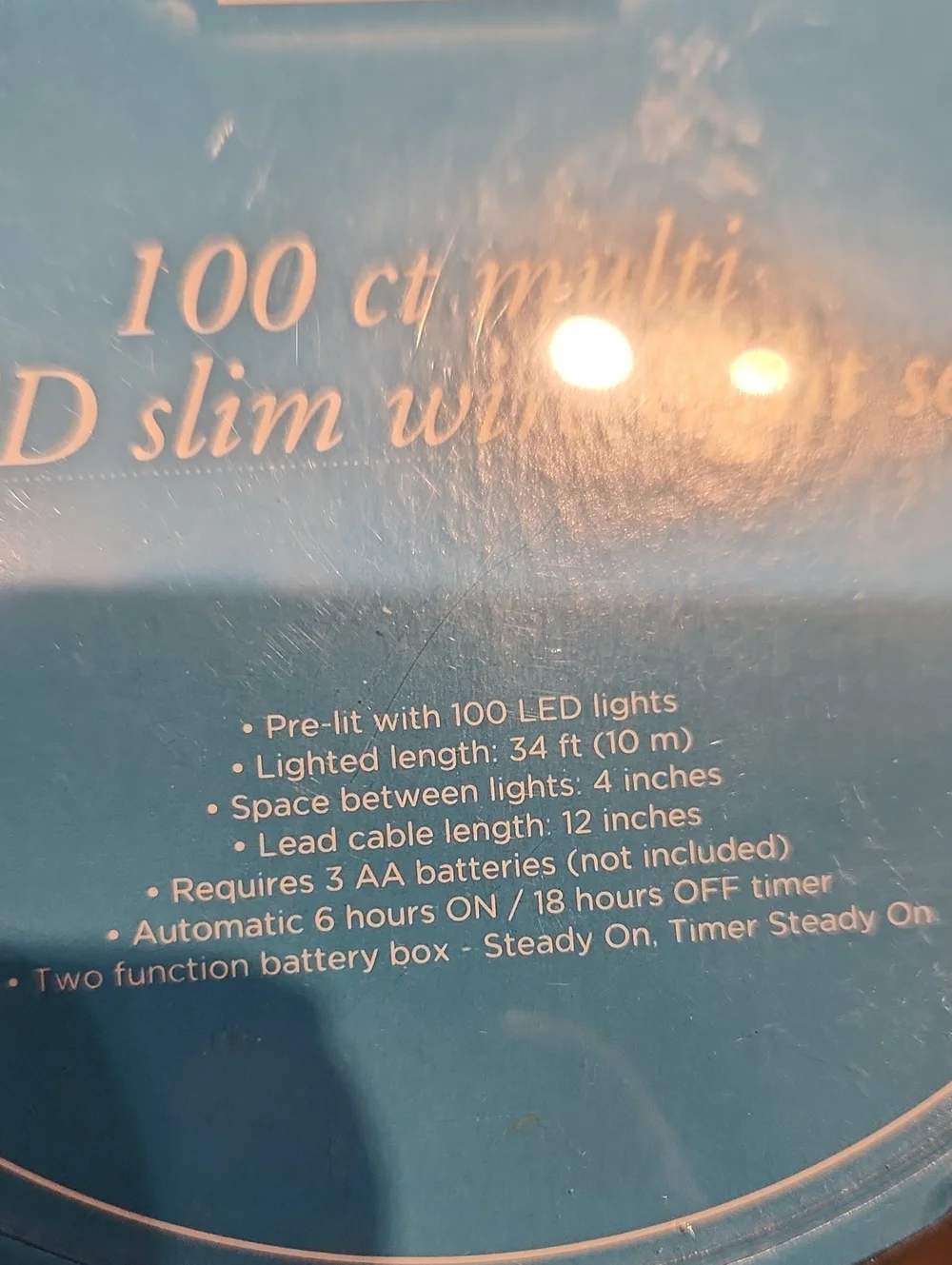 NIB Trim A Home Battery Operated 100 Ct Multi LED Slim Wire Light Set